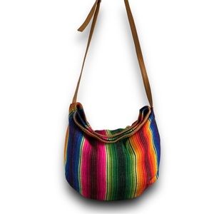 Franco Figgesi Bohemian Pink Multi Colored Guatemalan Purse Bag Vegan Leather